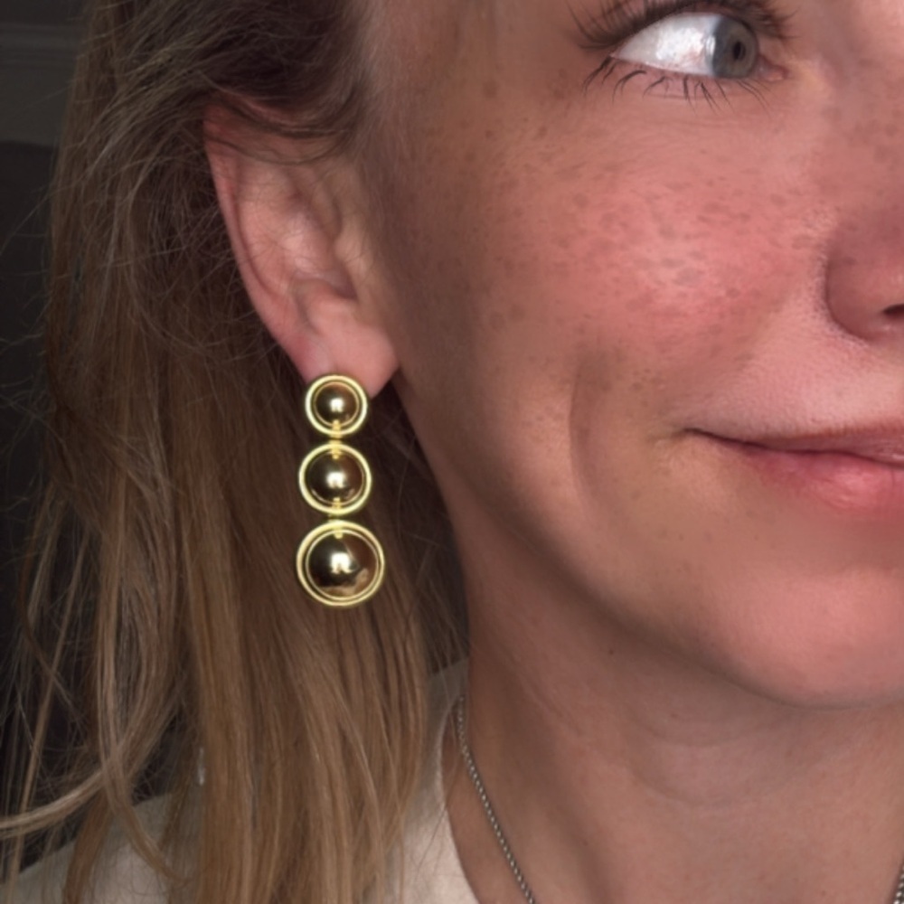Vtg. Tiffany & Co. 18k Triple Drop Omega Clip Earrings by Paloma Picasso 33g